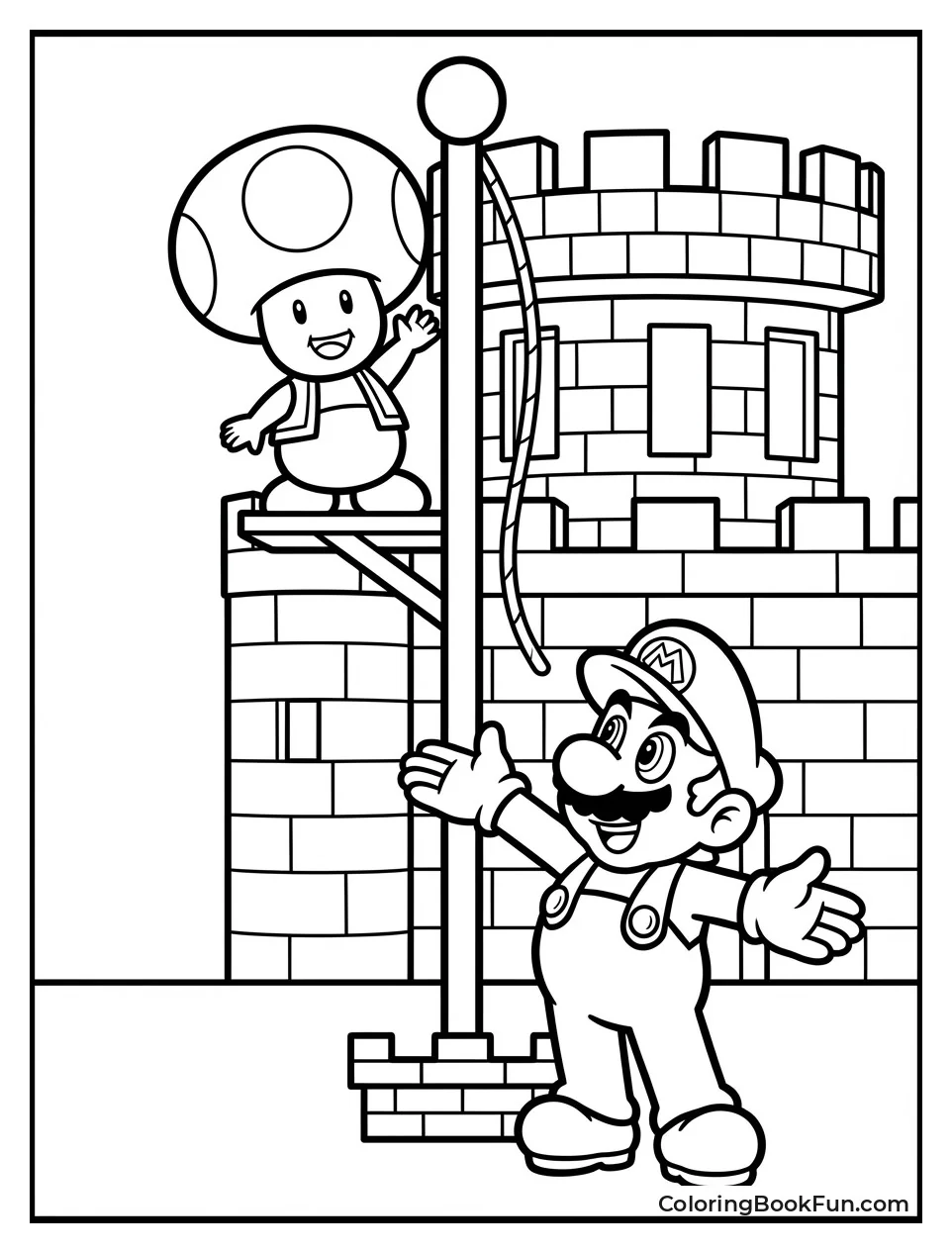 Mario Rescues Flagpole Toad