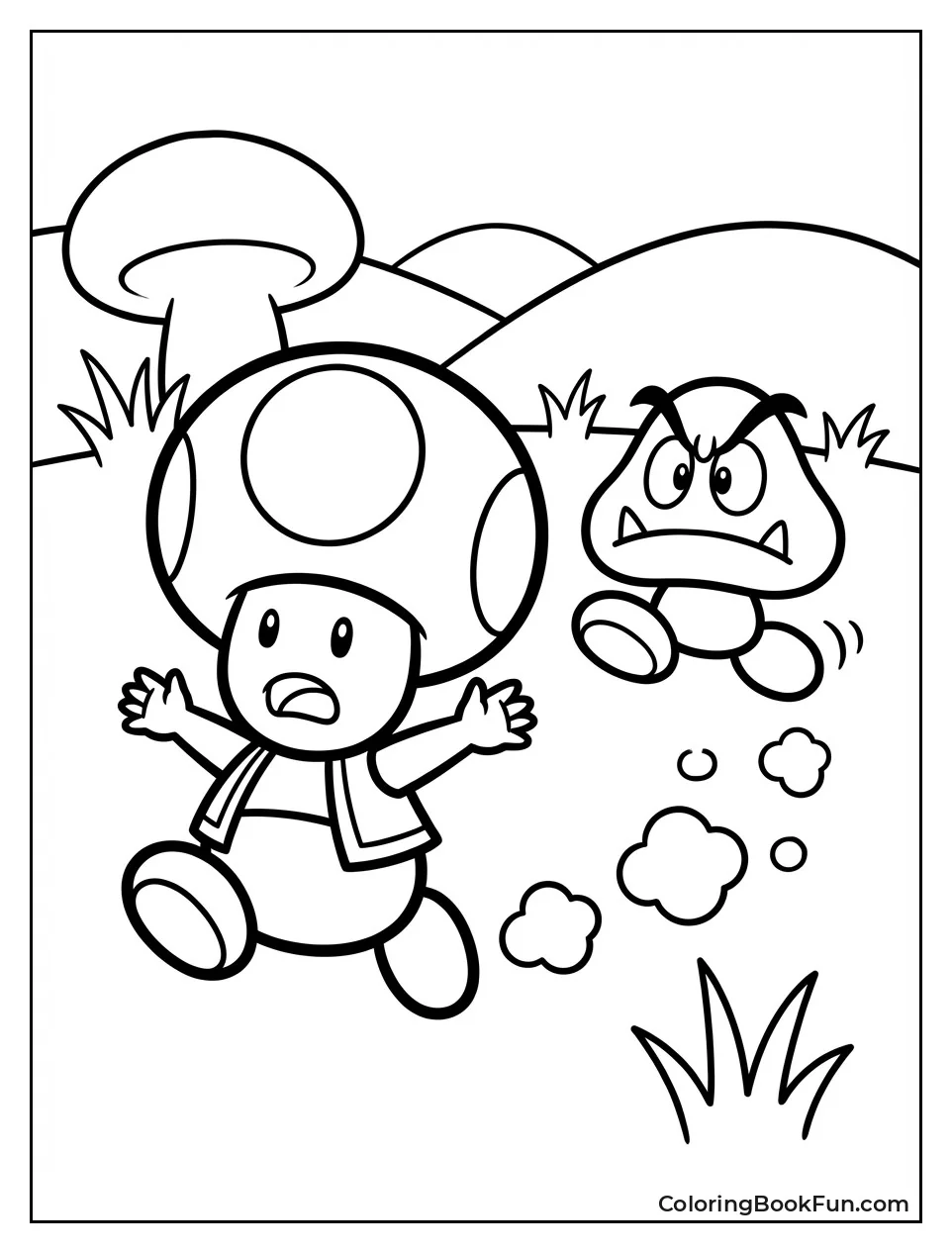 Toad Runs from Goomba
