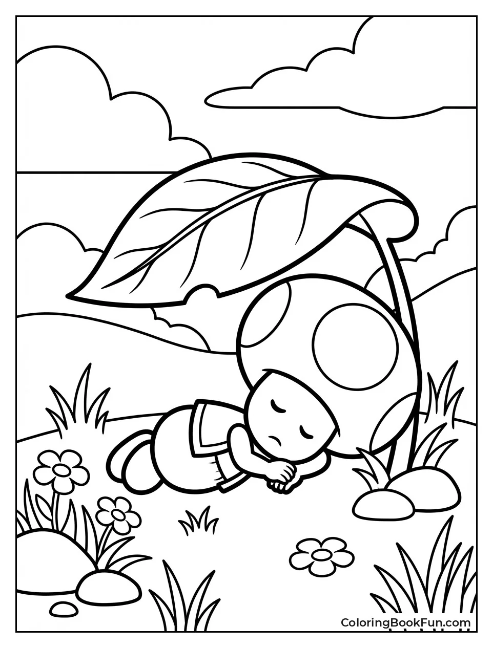 Toad Naps under Leaf