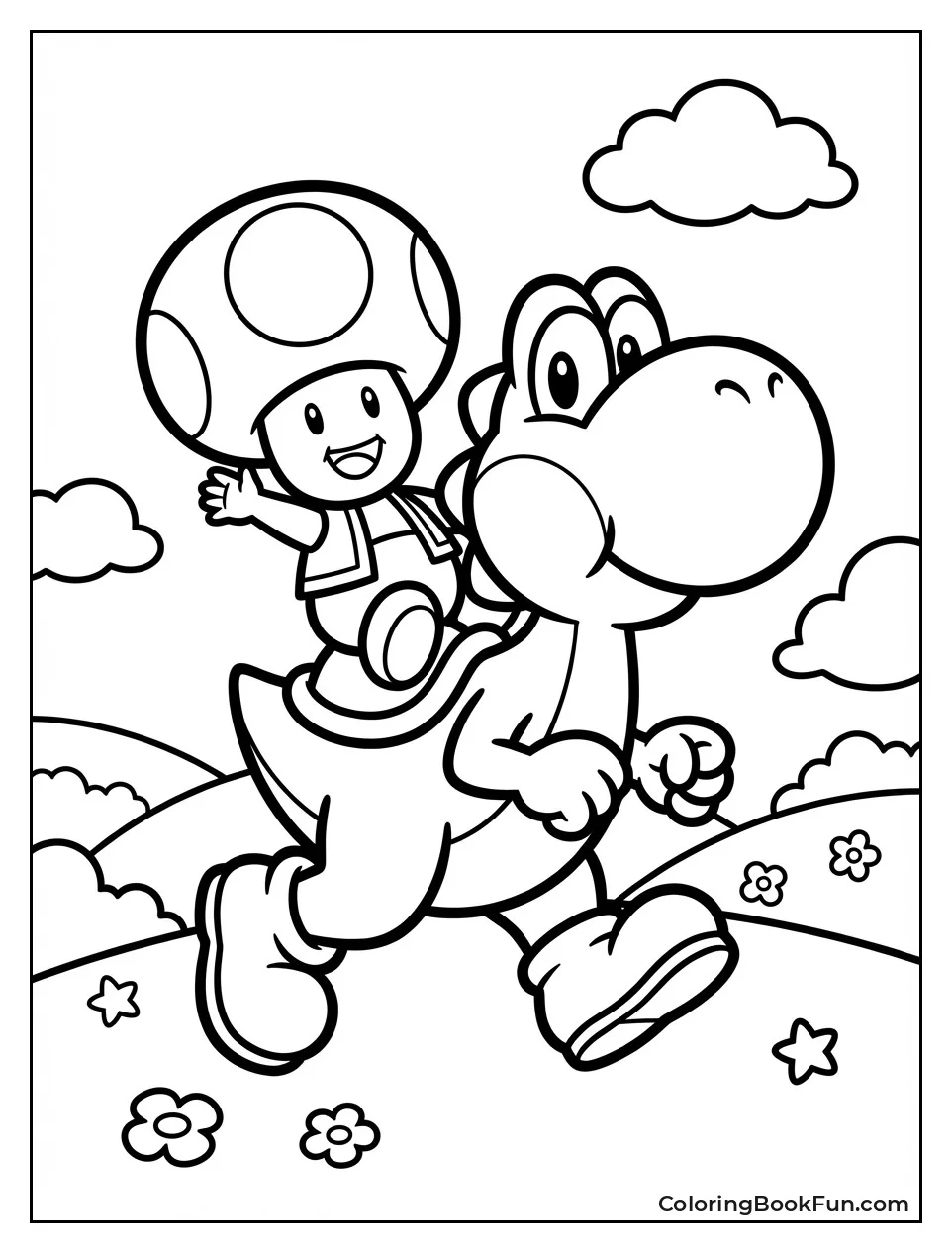 Toad Rides Green Yoshi
