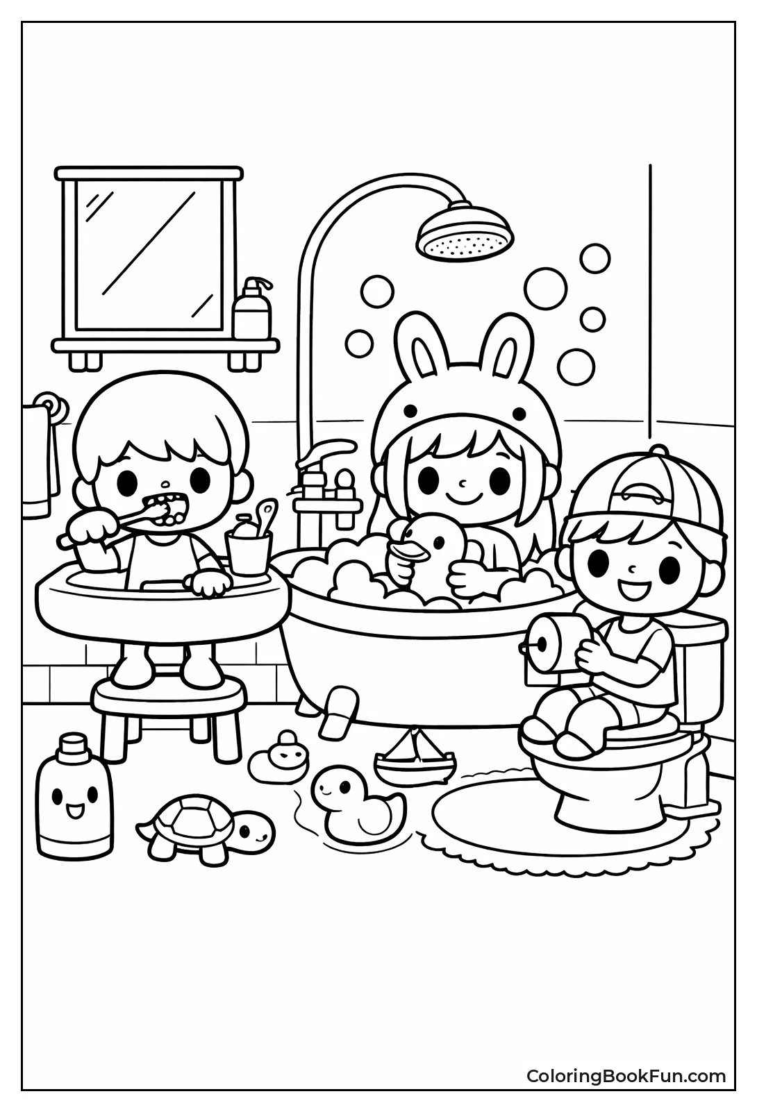 Toca Boca Characters Playing in Bathroom