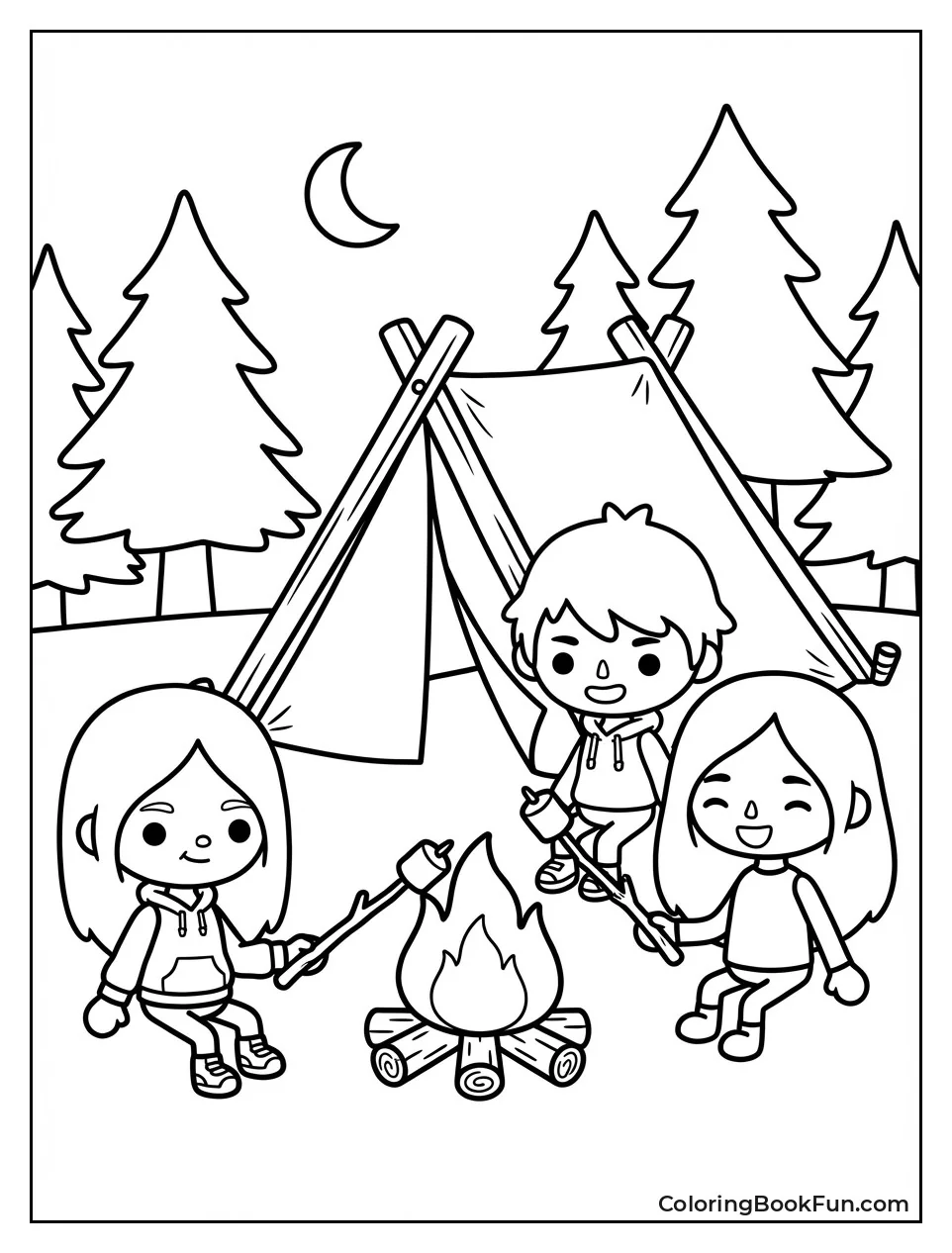 Camping Roasting Marshmallows Stars