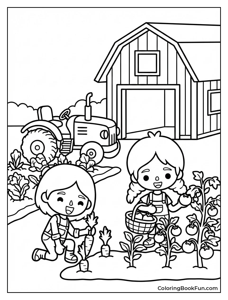 Farm Kids Picking Veggies