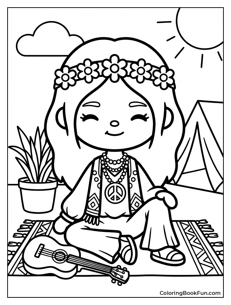 Hippie Girl with Beads