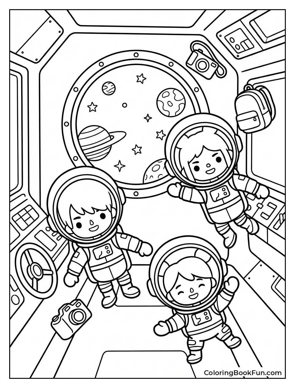 Astronauts Floating Space Station