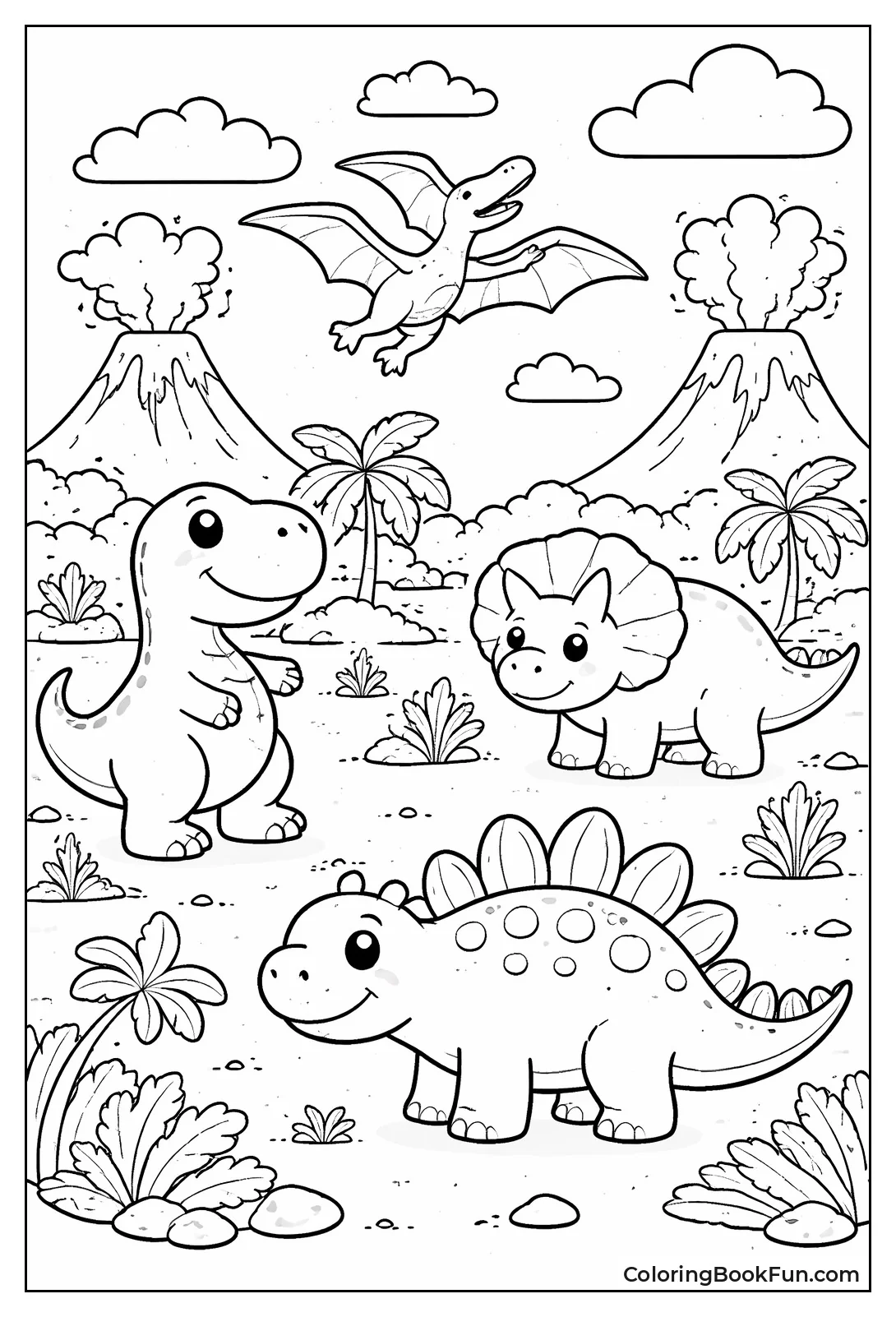 Thick-Line Dinos for Toddlers