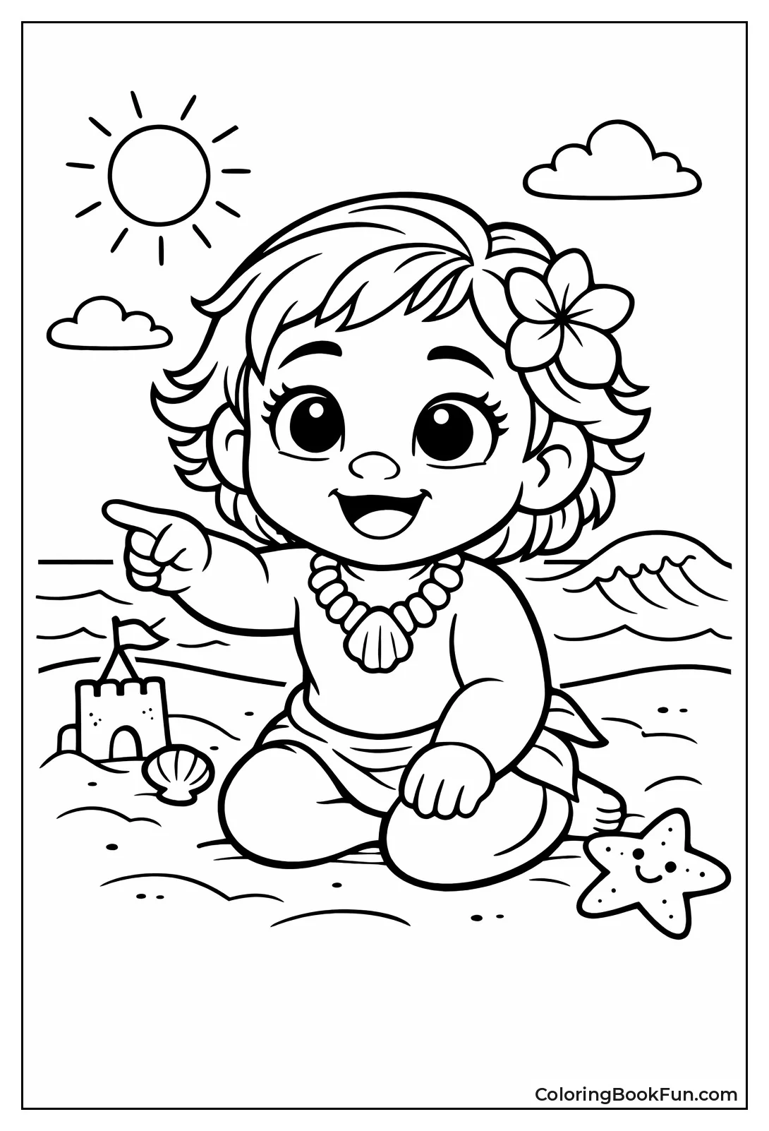 Toddler Moana Poses with Big Eyes