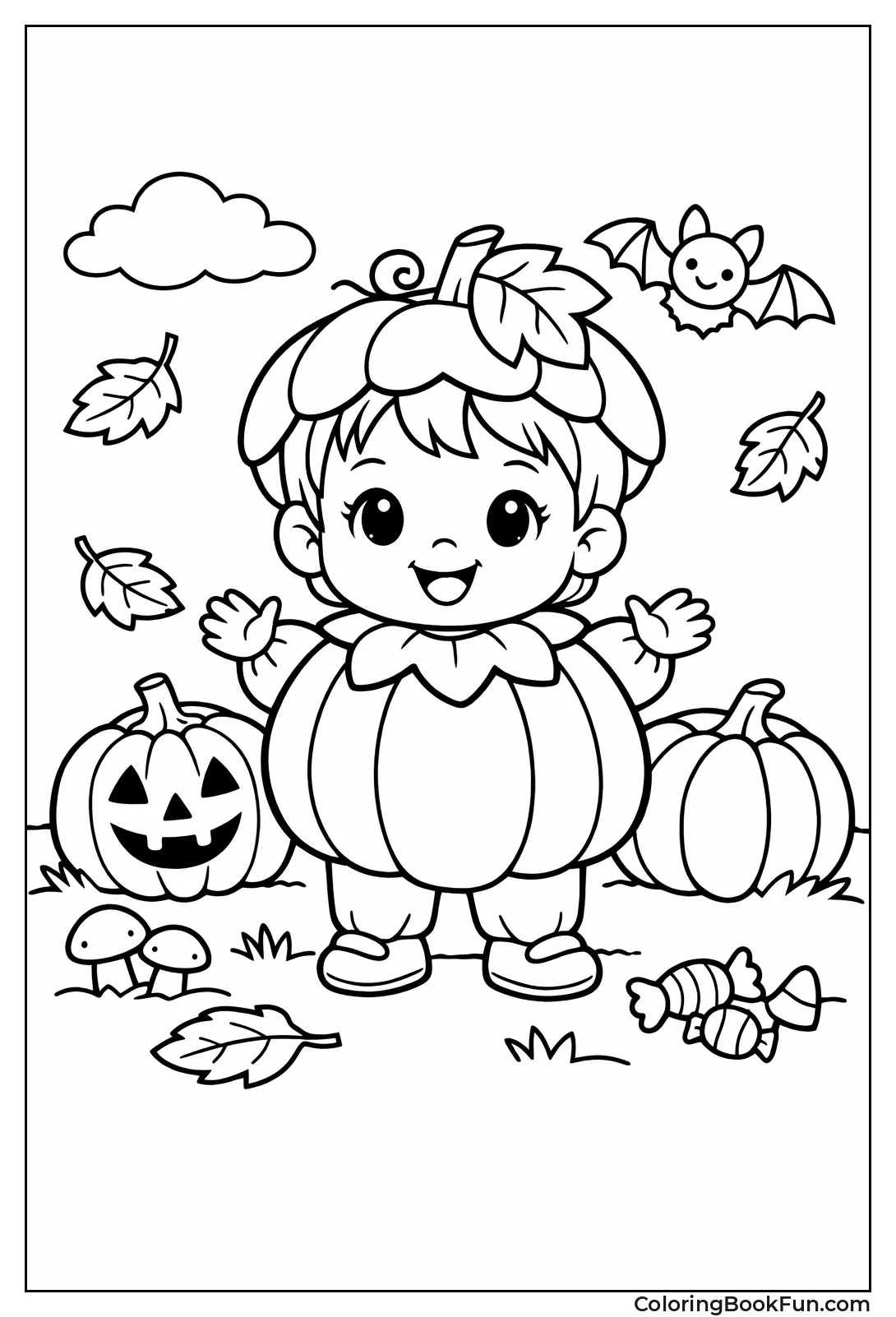 Toddler in Pumpkin Costume