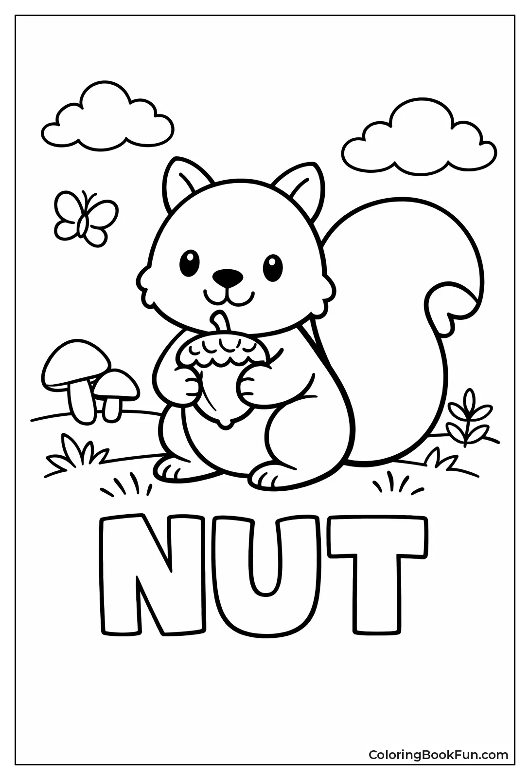 Simple Toddler Squirrel Outline