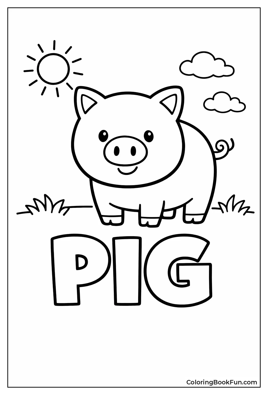 Simple Standing Pig Outline