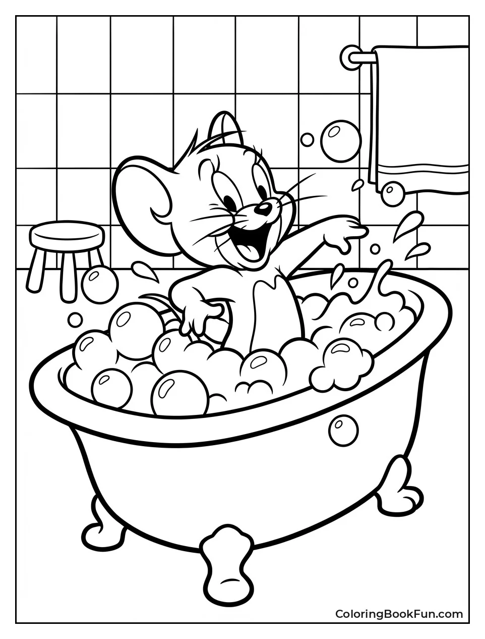 Jerry Splashes in Bubbles