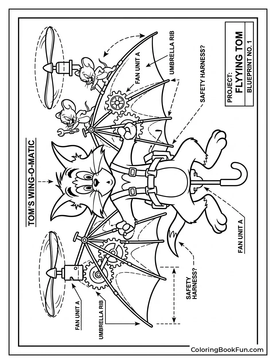 Tom Flies Umbrella Wings