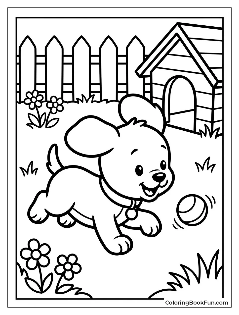 Tyke Chases Rolling Ball