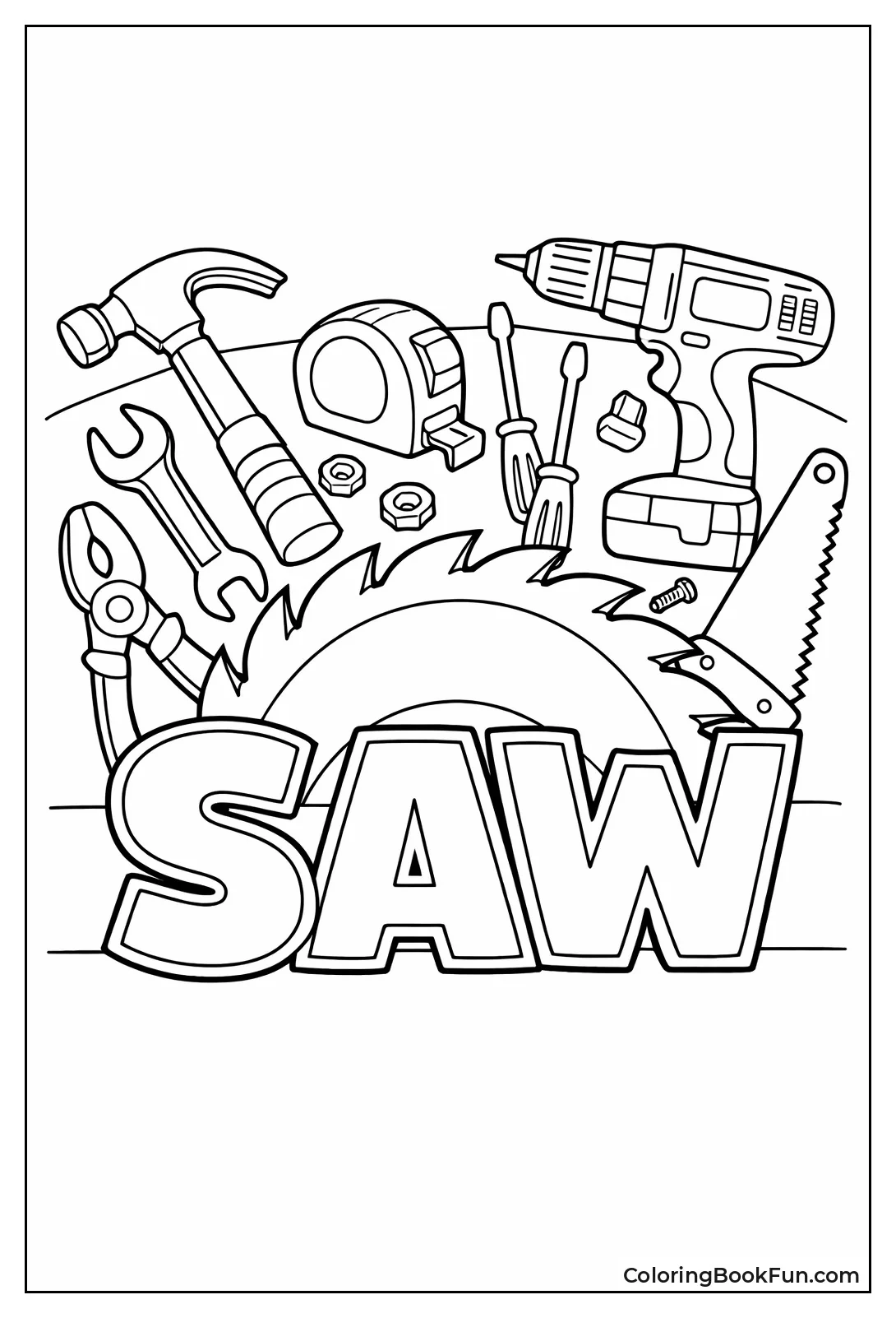 Bubble Letters Saw Word