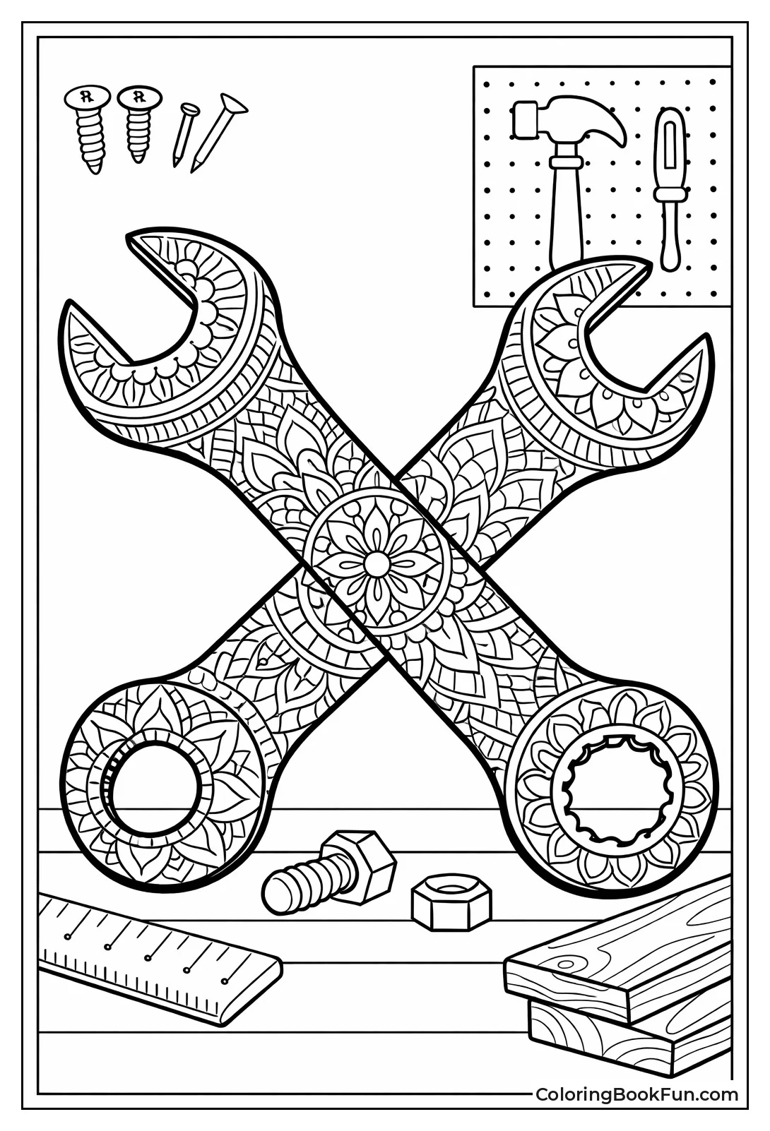 Crossed Wrenches Mandala Pattern