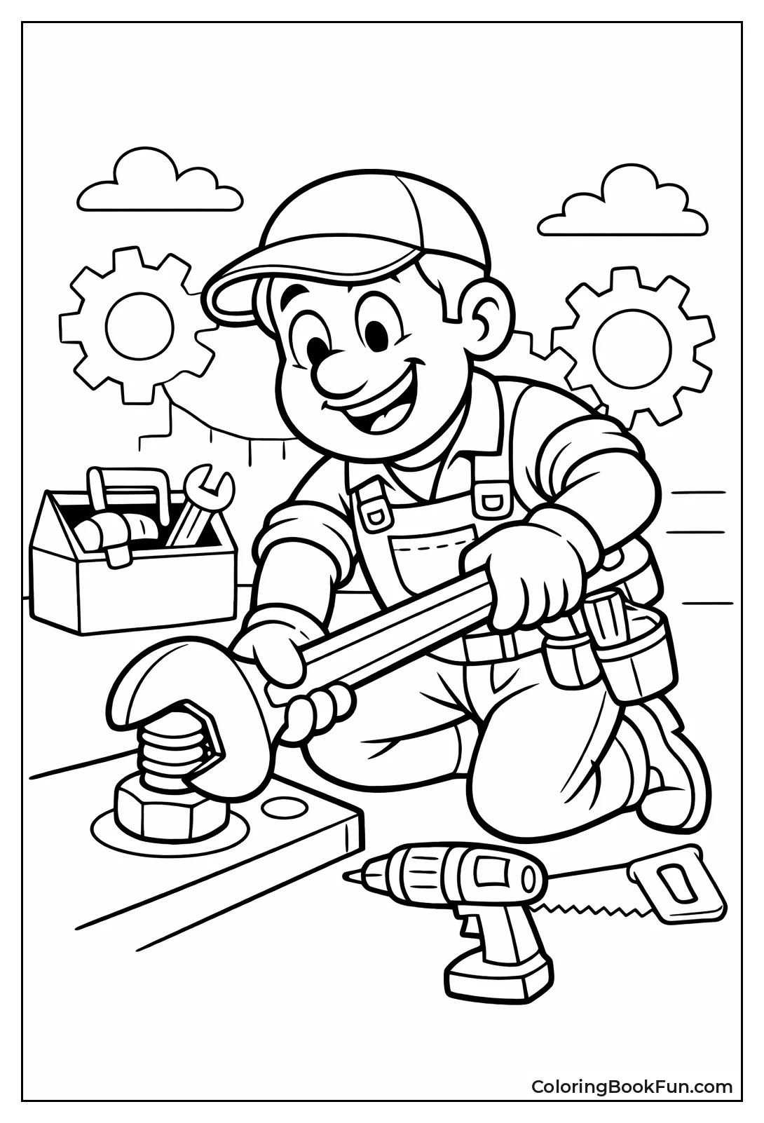 Mechanic Tightening with Wrench
