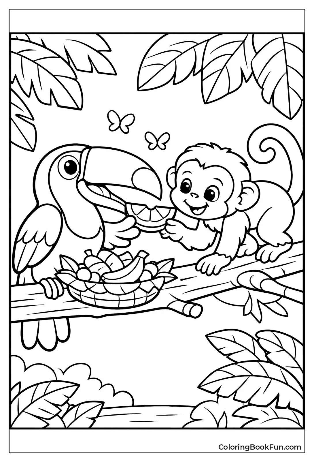 Toucan Shares Fruit Monkey