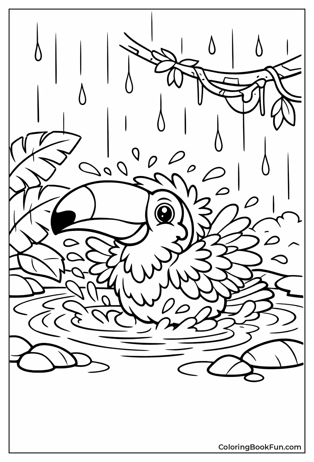 Toucan Bathes in Rain