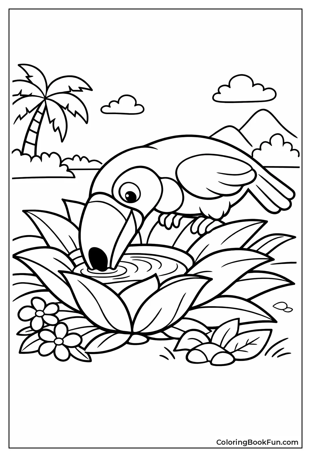 Toucan Drinks Bromeliad Water