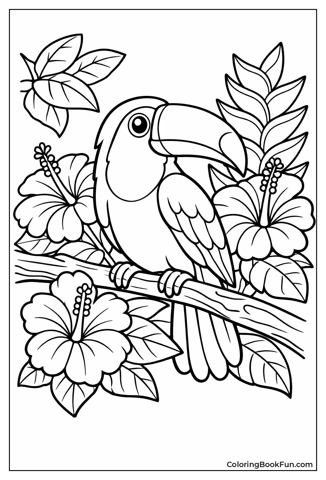 Toucan with Bright Flowers