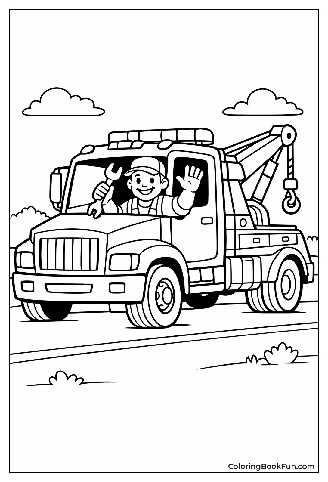 Driver Waves from Tow Truck