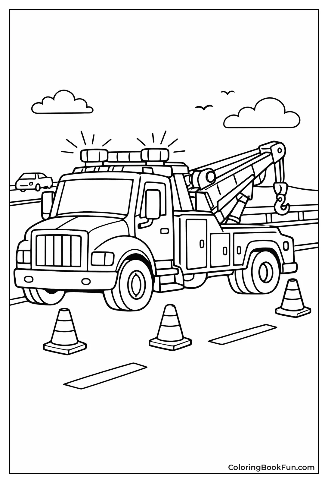 Highway Tow Truck with Cones
