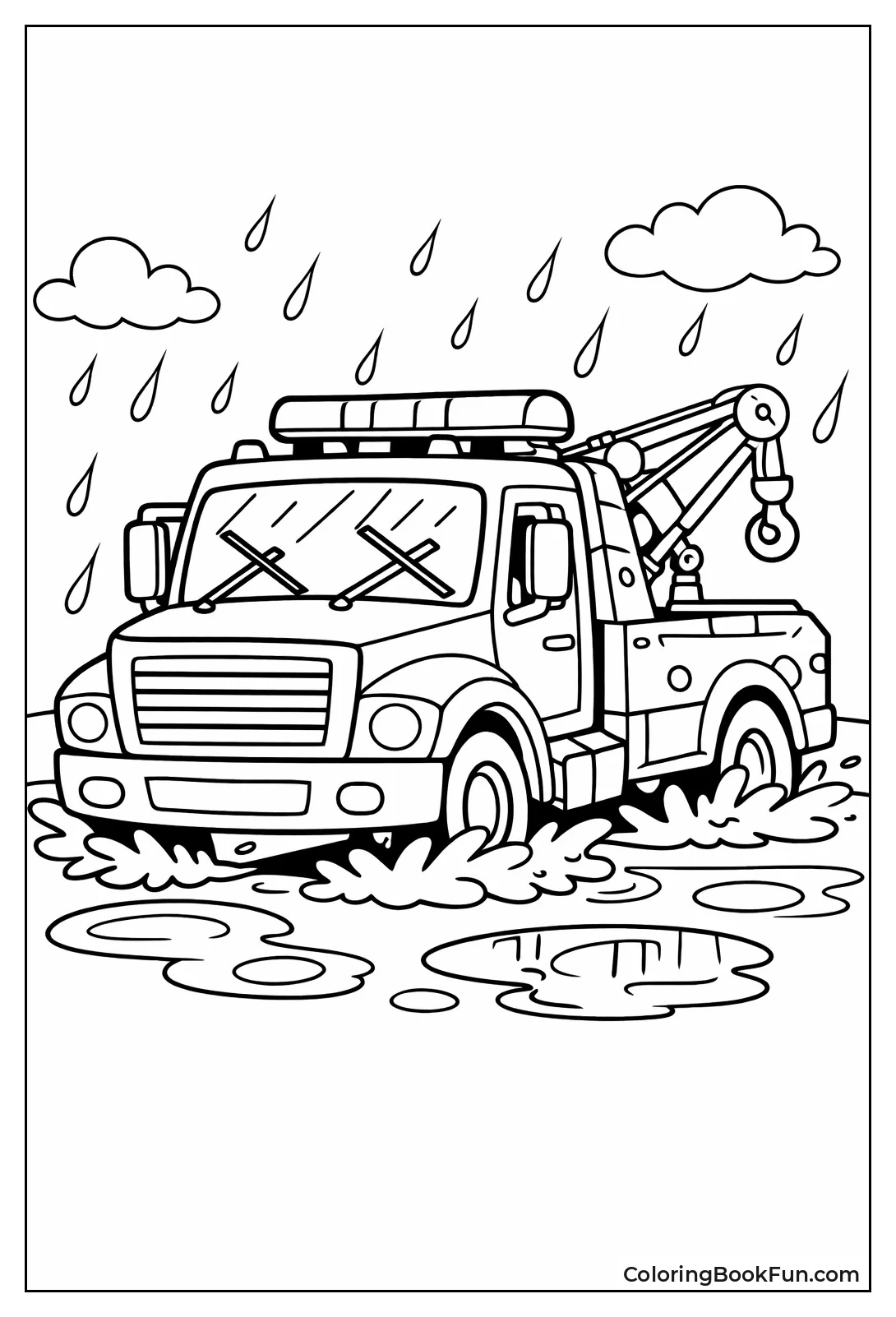 Tow Truck in Rain