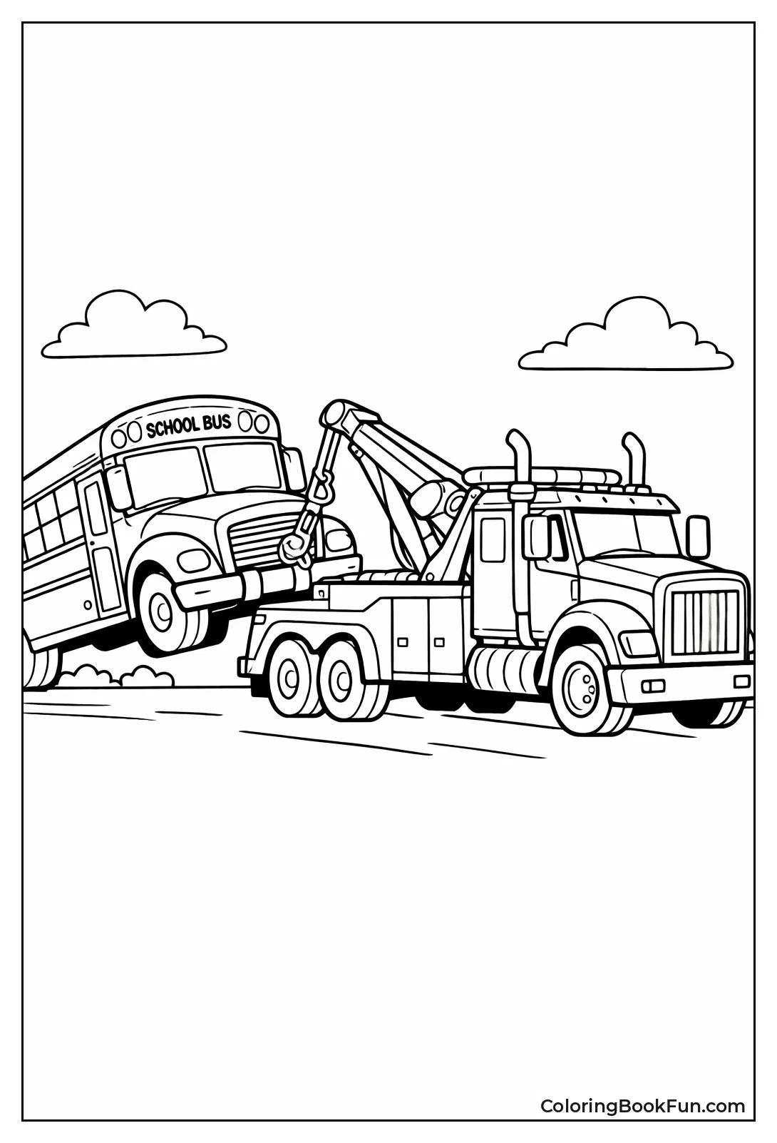 Tow Truck Lifts School Bus