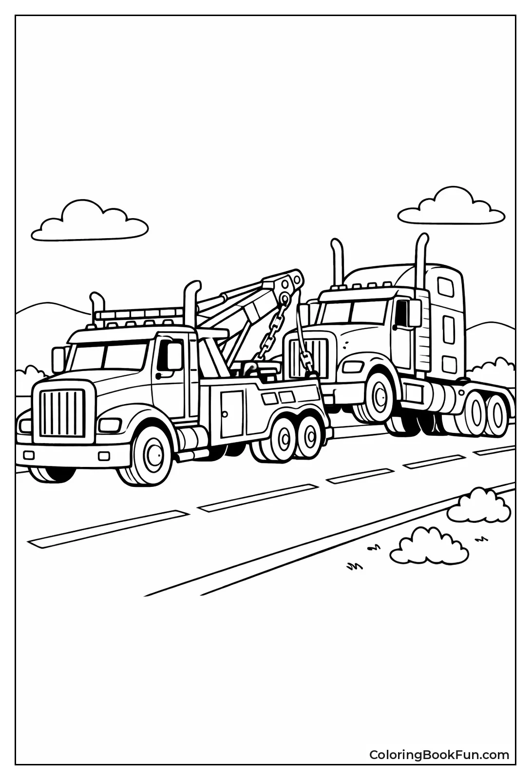 Heavy Tow Truck Hauls Semi