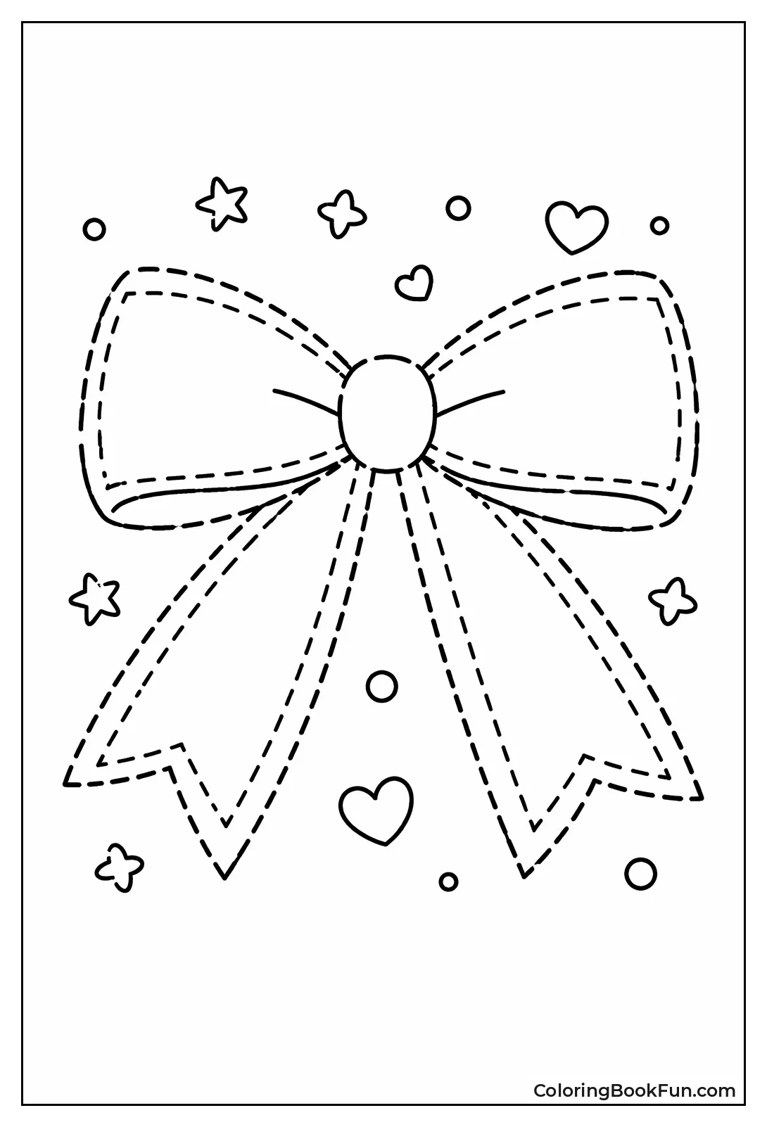 Dashed Trace-and-Color Bow