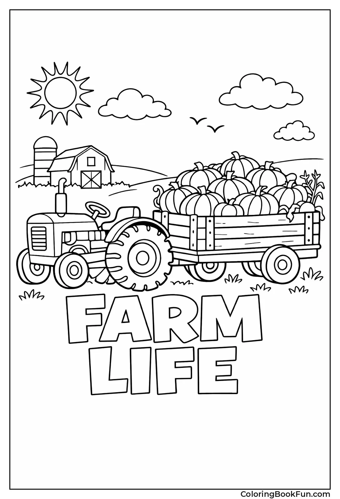 Tractor Hauling Orange Pumpkins