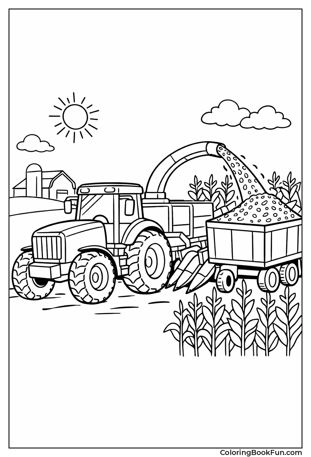 Tractor Pulling Corn Harvester