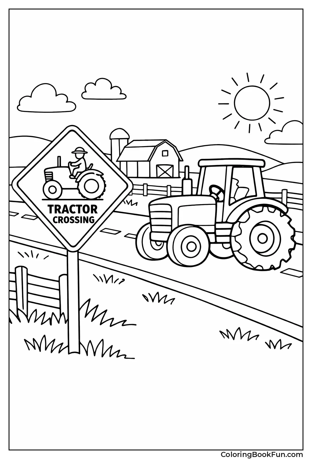 Tractor Crossing Road Sign