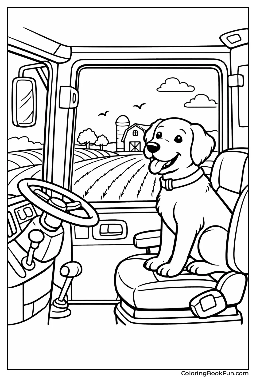 Dog in Tractor Cab