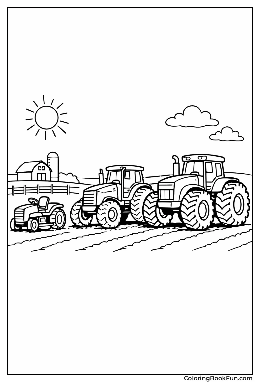 Row of Field Tractors