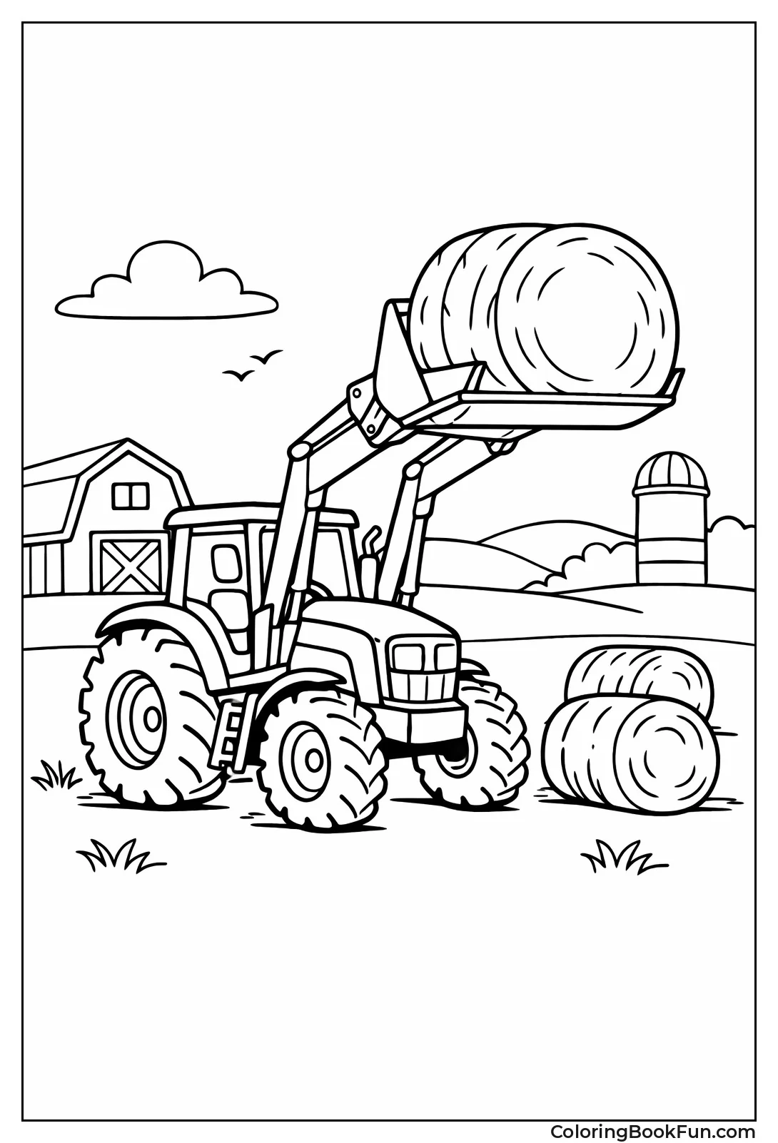 Tractor Lifting Big Bale