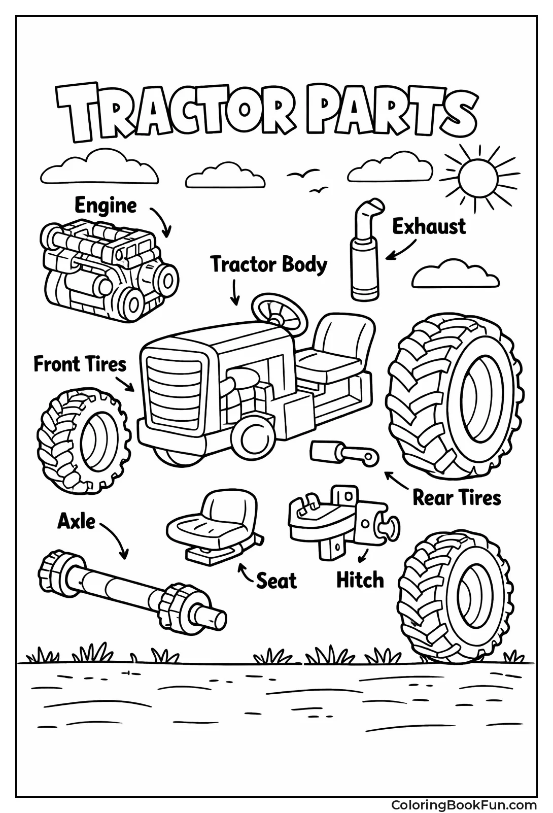 Labeled Tractor Parts Diagram