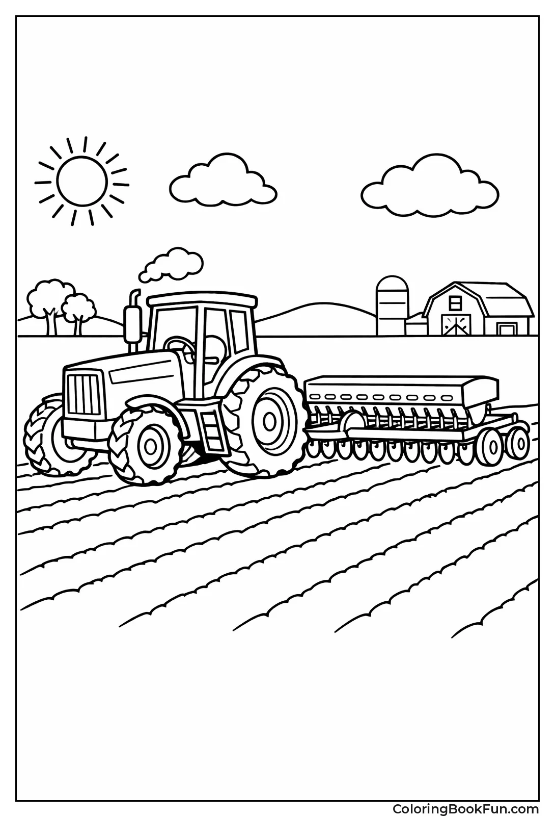 Tractor Planting Field Seeds