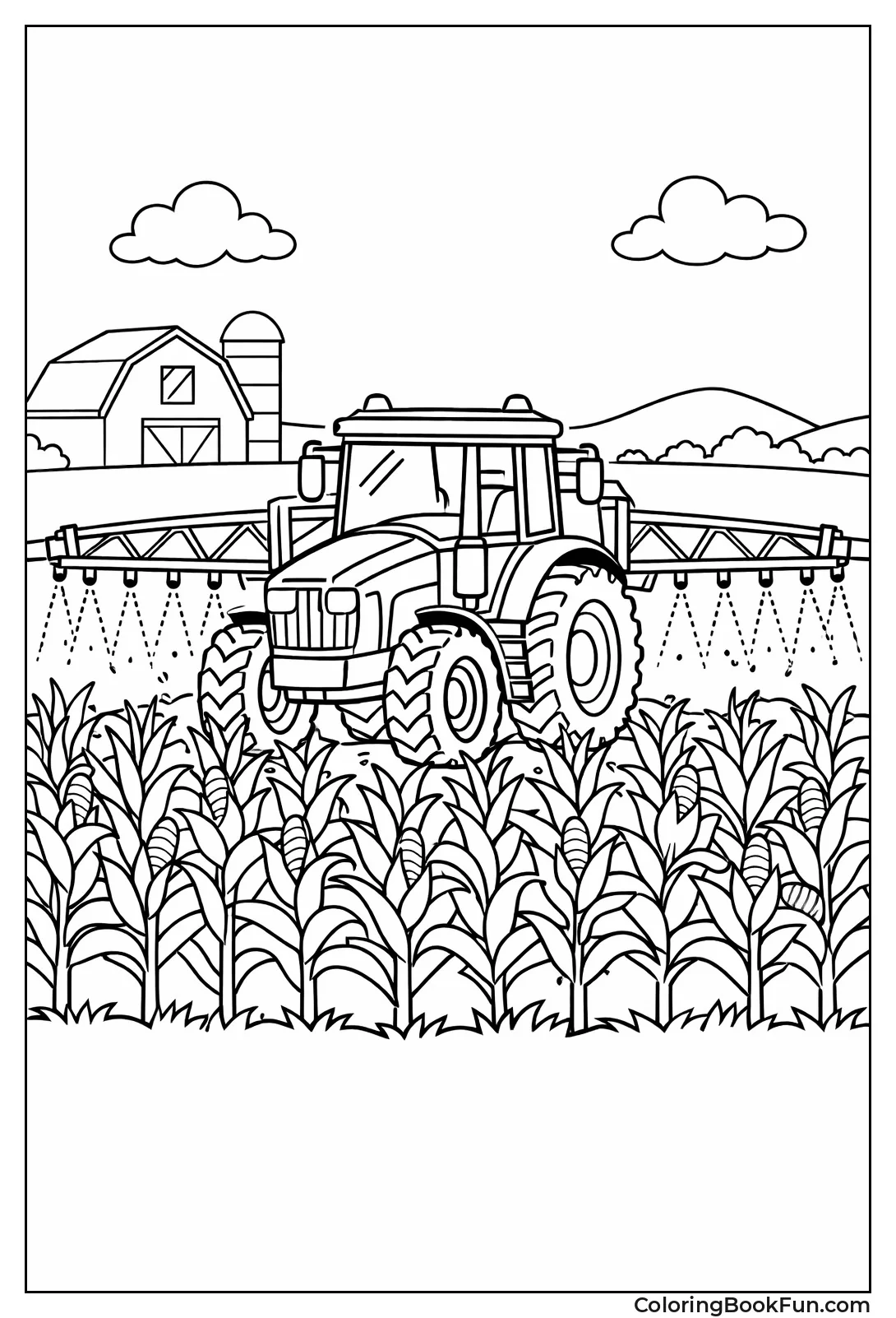 Tractor Spraying Corn Crops