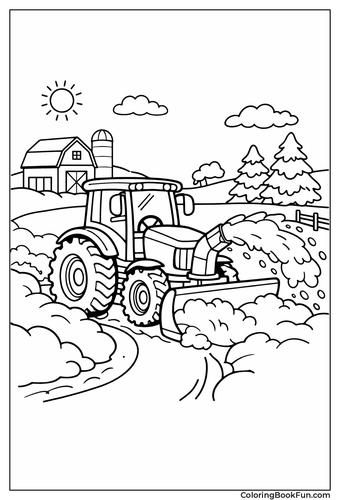 Tractor Clearing Snow Driveway