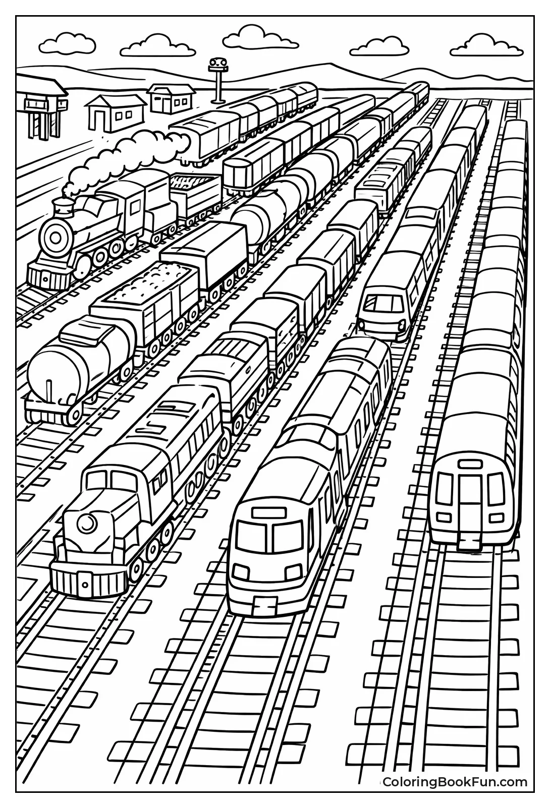 Trains in Rail Yard