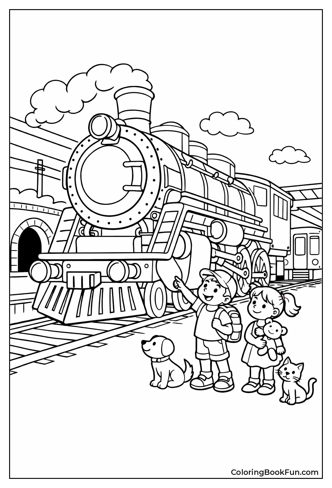 Giant Train near Kids