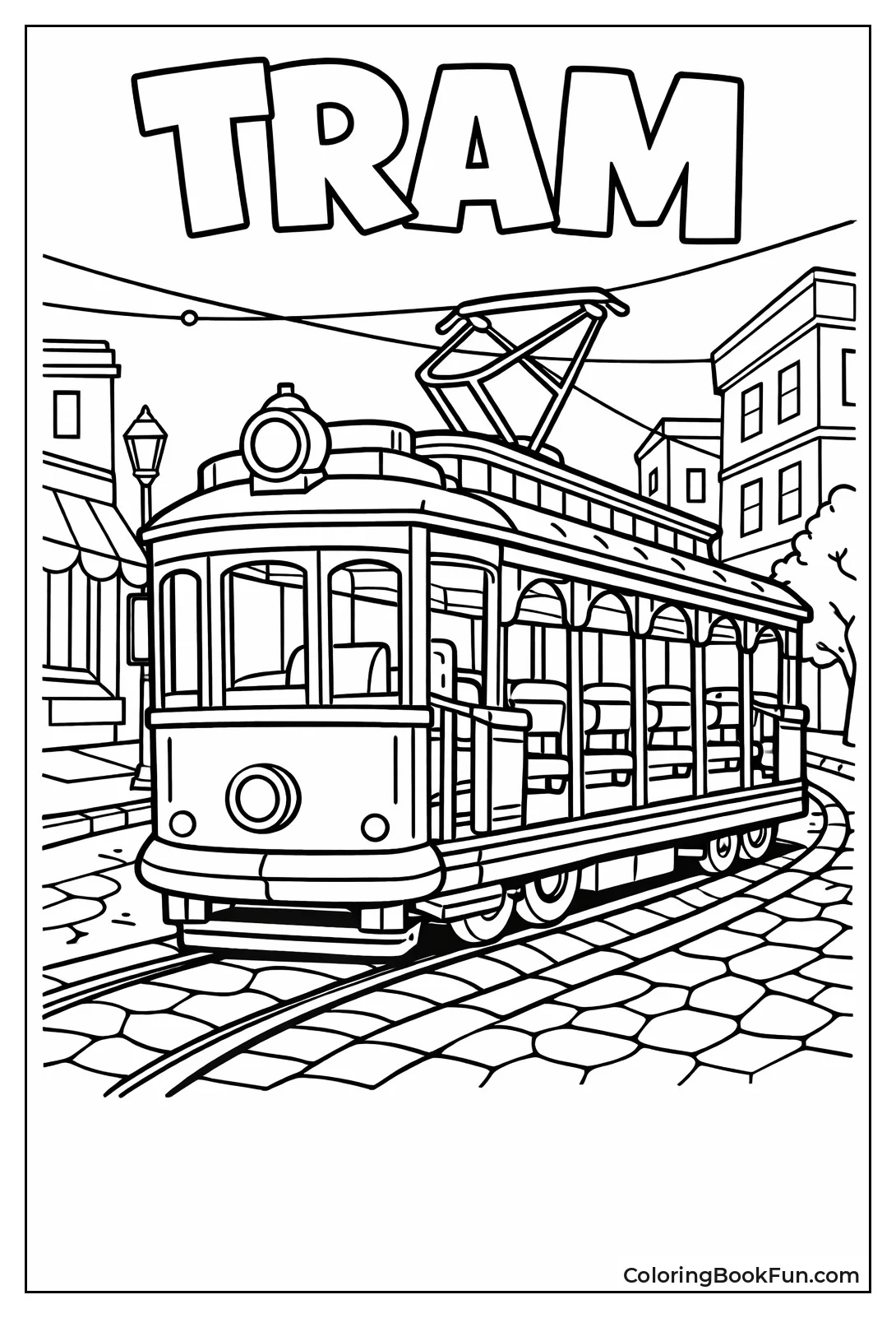 Streetcar on Cobblestone Street