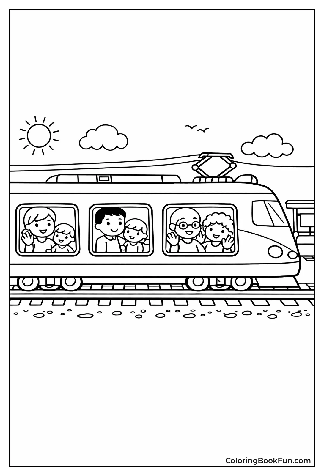 Families Wave from Train Windows