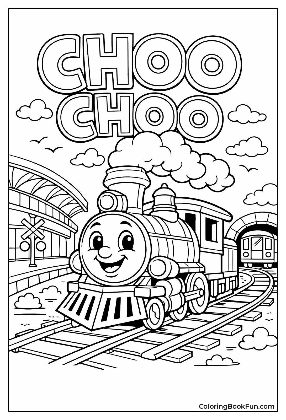 Smiling Steam Engine Puffing Smoke