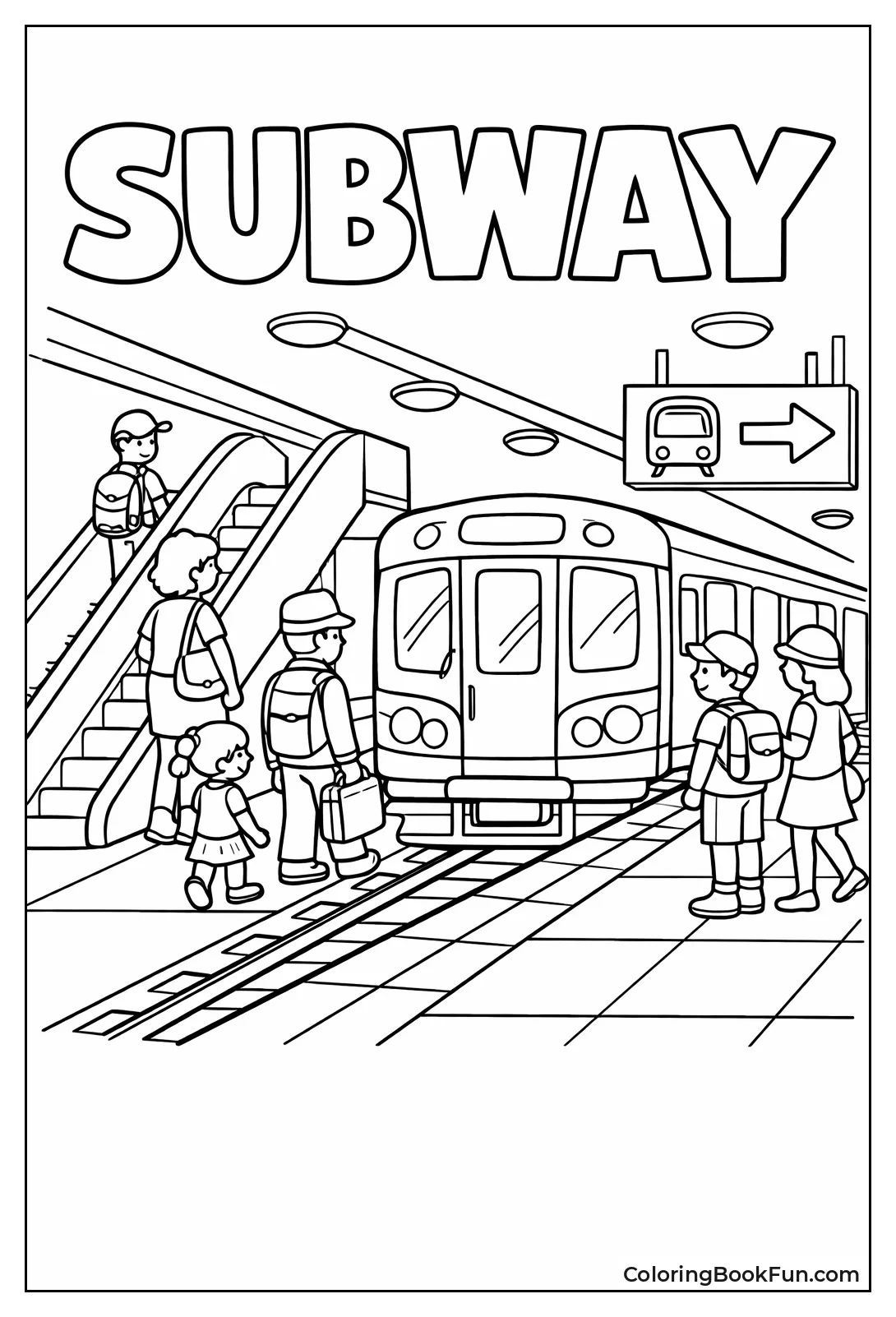 Subway Station with Arriving Train