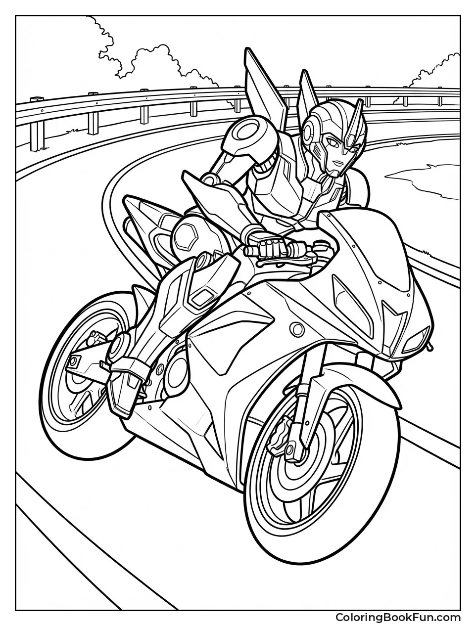 Arcee Leans as Motorcycle
