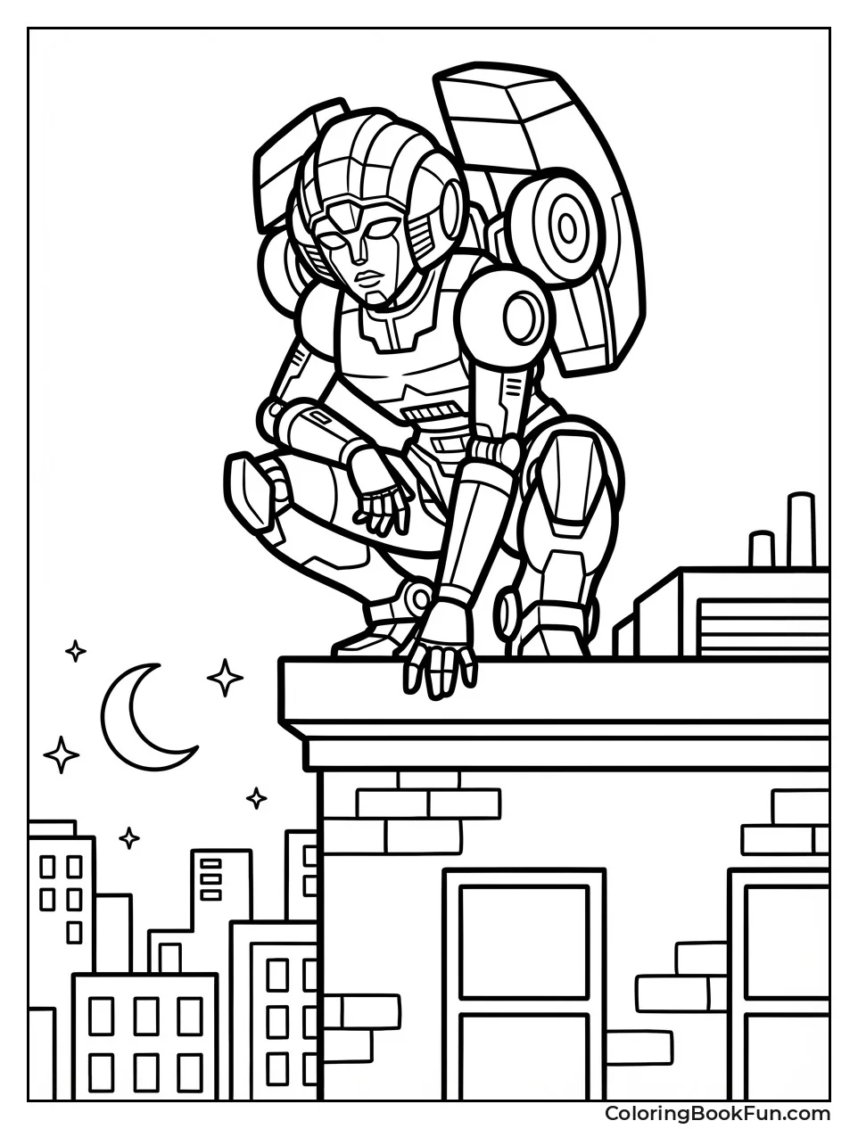 Arcee Crouches on Rooftop