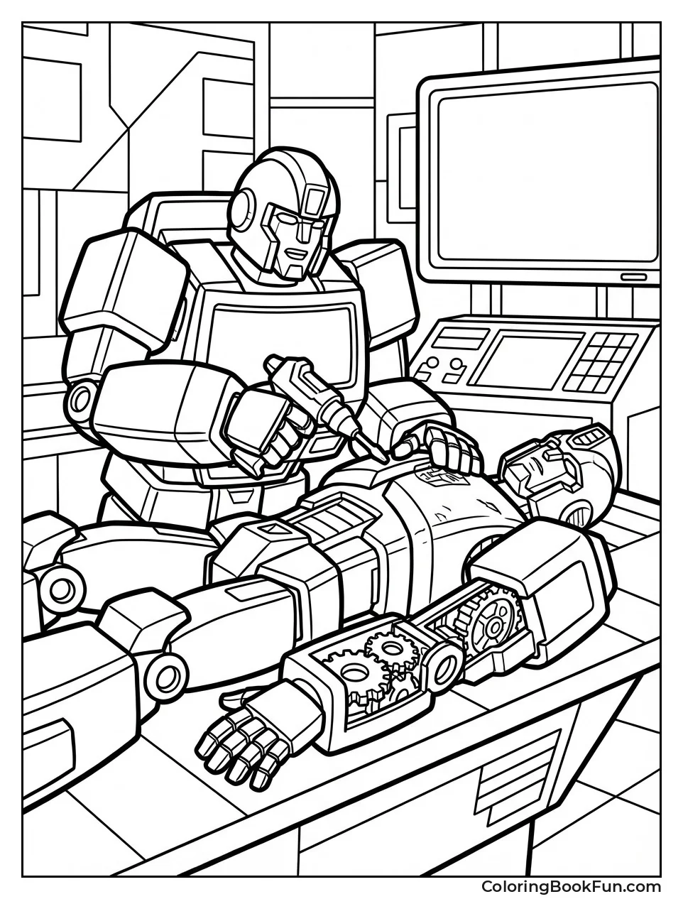 Ratchet Fixes Injured Autobot