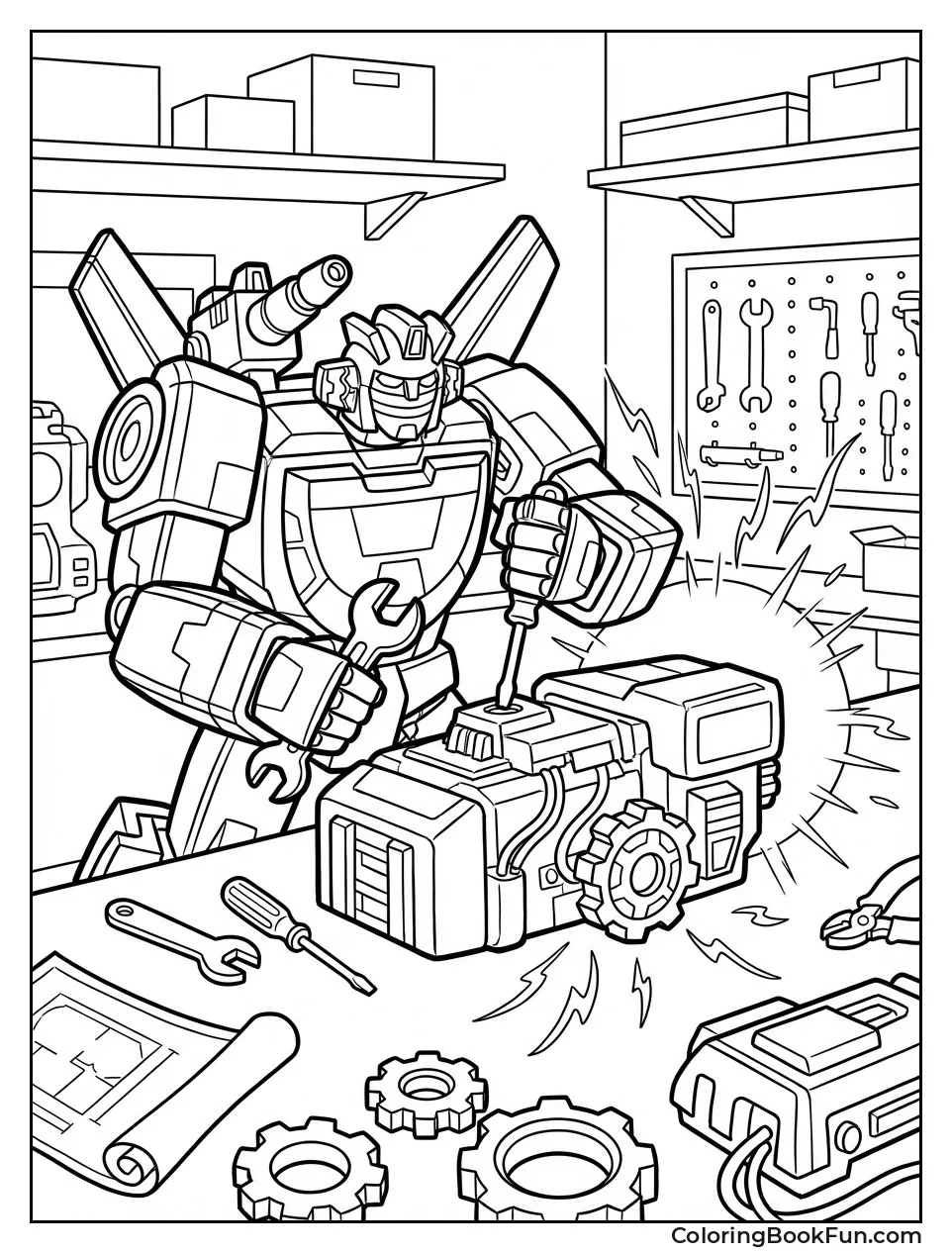 Wheeljack Builds in Workshop